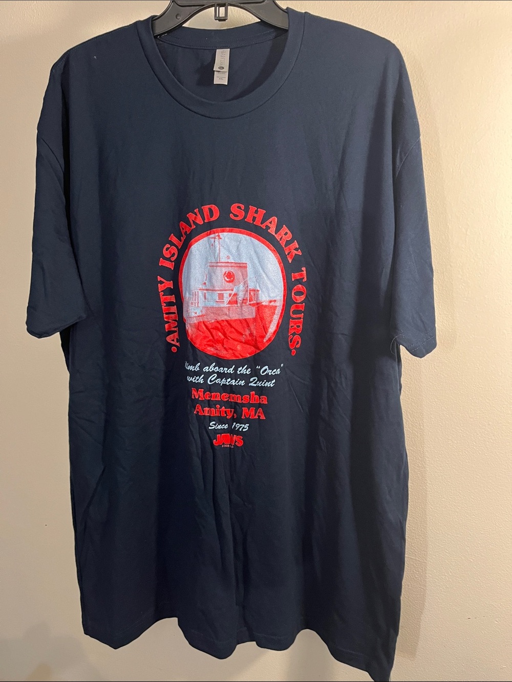 Next Level Apparel Navy T‑Shirt with Red Boat Tour Graphic